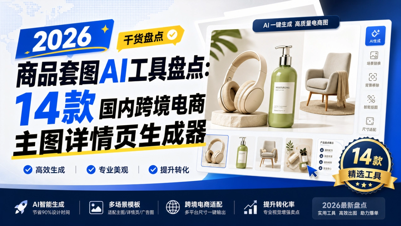 2026商品套图AI工具推荐:14款国内跨境电商主图详情页生成器(图1) 2026商品套图AI工具推荐:14款国内跨境电商主图详情页生成器