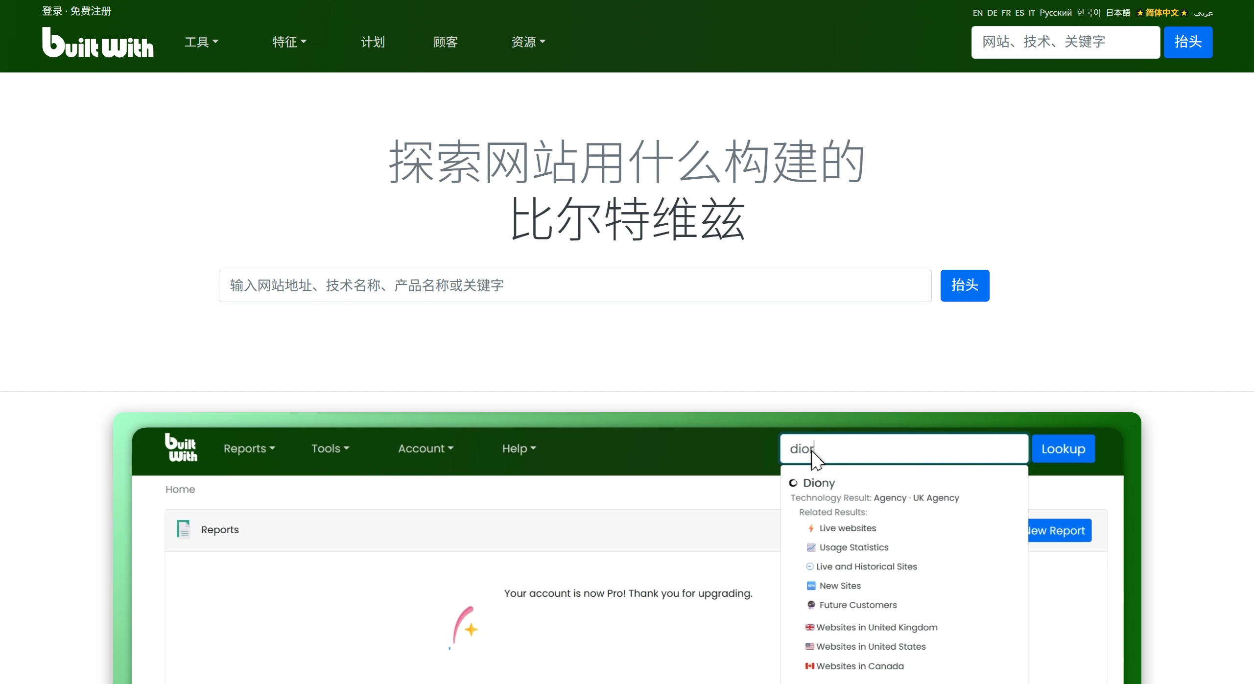 BuiltWith官网截图