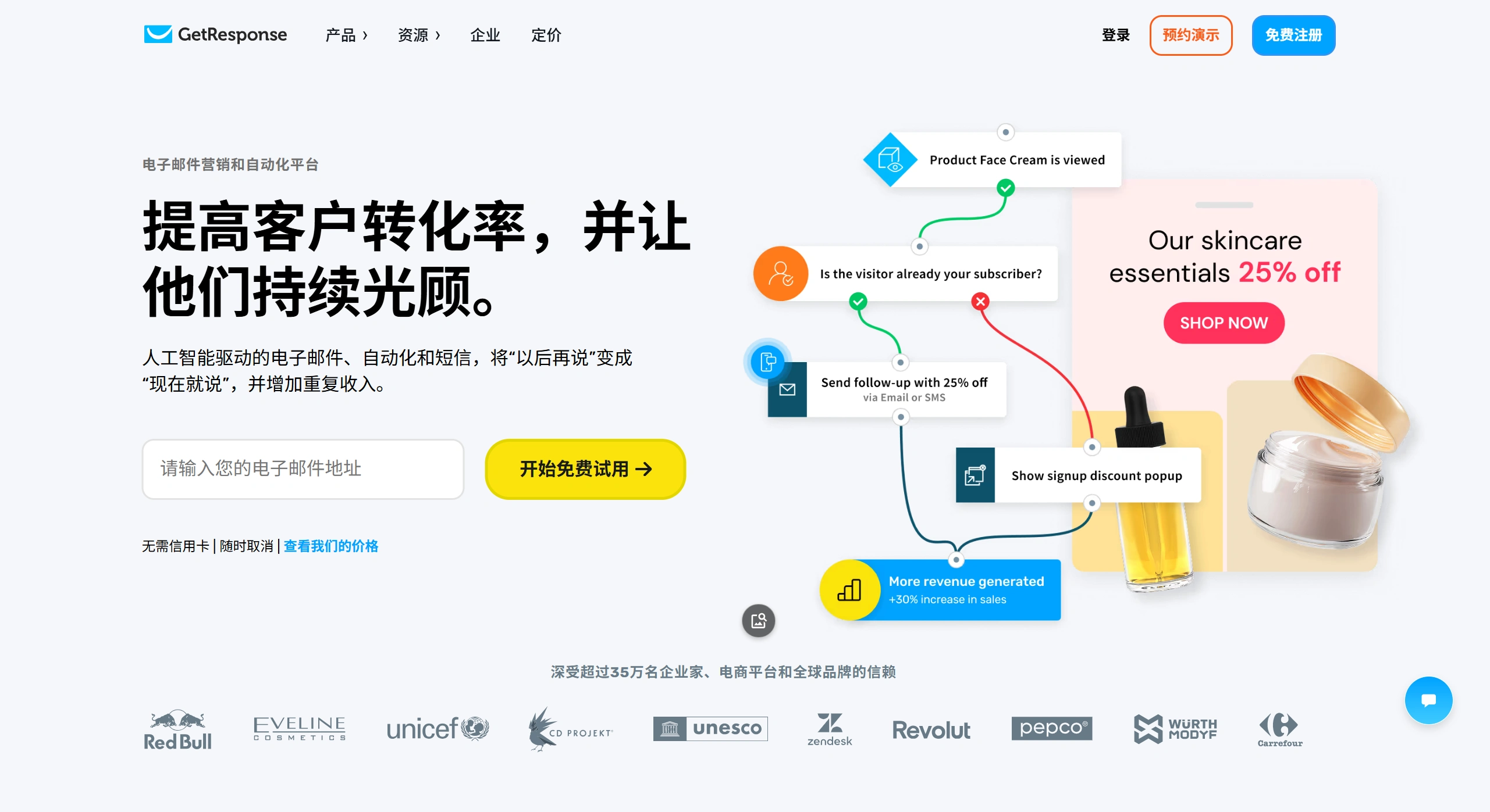 GetResponse官网截图