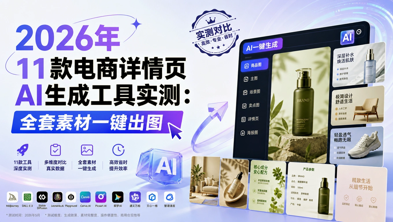 2026年10款电商详情页AI生成工具实测：全套素材一键出图