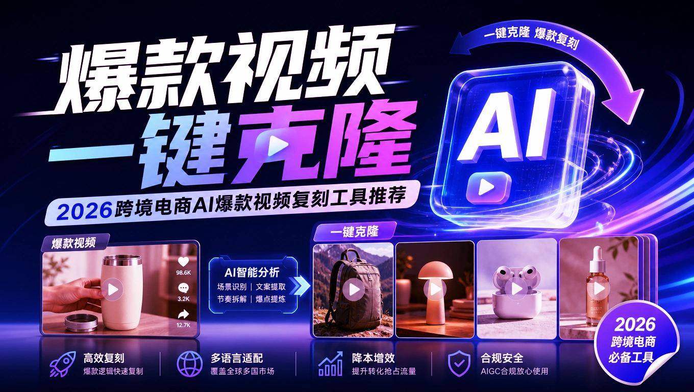 2026跨境电商AI爆款视频复刻工具推荐：TikTok视频一键克隆
